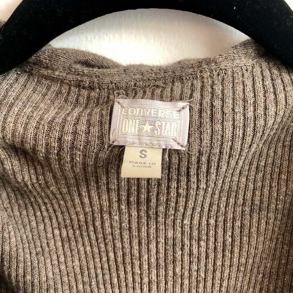 Converse One Star Gray Flyaway Ribbed Ruffle Cardigan - Picture 3 of 4